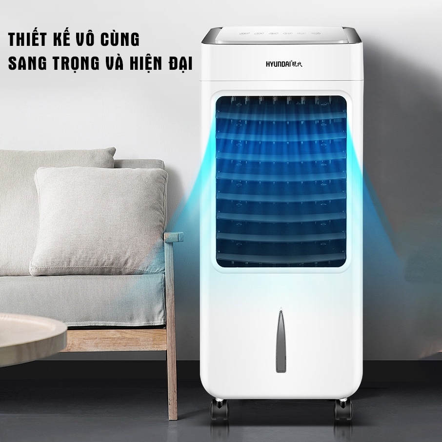 Quạt điều hòa hơi nước điều khiển từ xa HYUNDAI, công suất 80W, hàng chính hãng - TẶNG 2 CHAI ĐÁ KHÔ