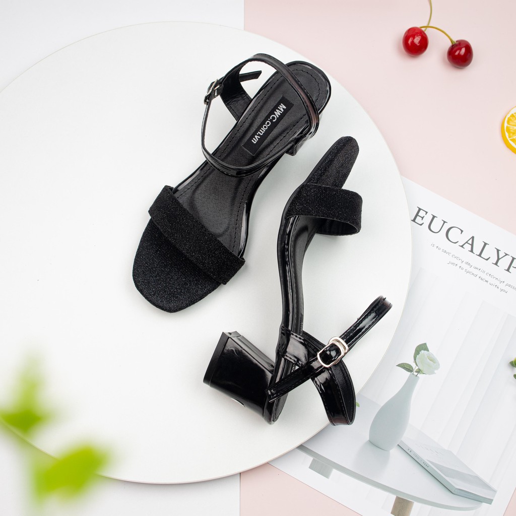 GIÀY CAO GÓT NỮ MWC - GIÀY SANDAL CAO GÓT QUAI NGANG - CAO GÓT SANDAL ĐẾ VUÔNG CAO 5CM - CAO GÓT HỞ MŨI - NUCG-3896