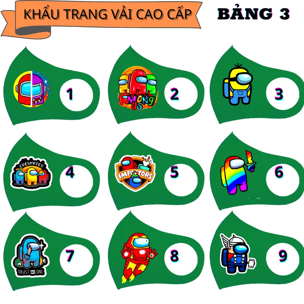 (45 mẫu) 1 cái khẩu trang vải among us - màu xanh lá đậm | BigBuy360 - bigbuy360.vn