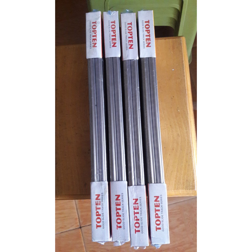 Ray trượt ngăn kéo Inox 304  3 lớp TOPTEN bản rộng 45mm