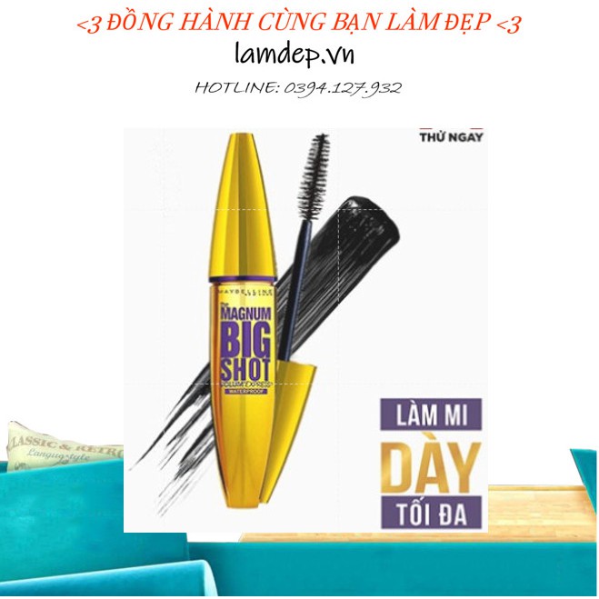 Mascara Dày Mi Cực Đại Maybelline New York Colossal Big Shot Waterproof Chuốt Mi Không Lem Không Trôi 10ml Hàng Chínhãng