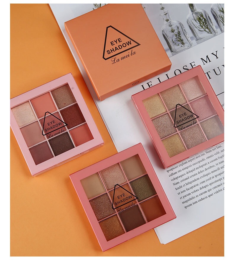 Bảng phấn trang điểm mắt ánh kim tuyến ngọc trai 9 ô màu chống nước