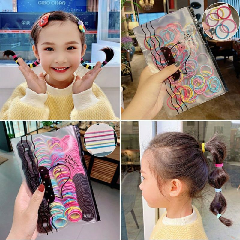100 dây cột tóc nhiều màu đáng iu
