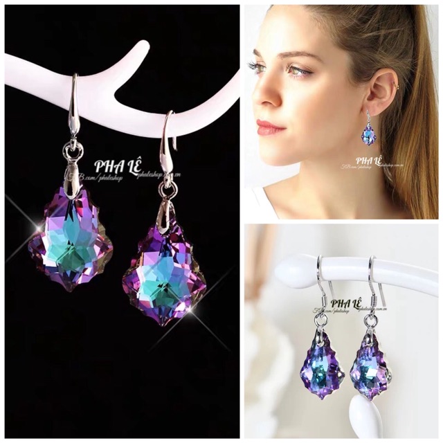 Bông Tai Pha Lê Hình Thông Được Thiết Kế Từ Pha Lê Swarovski và Bạc S925