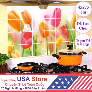 <> Miếng Dán Cách Nhiệt Trang Trí Nhà Bếp 45x75 Cm - Không Thấm Nước Dầu Mỡ - Decal Dán Tường