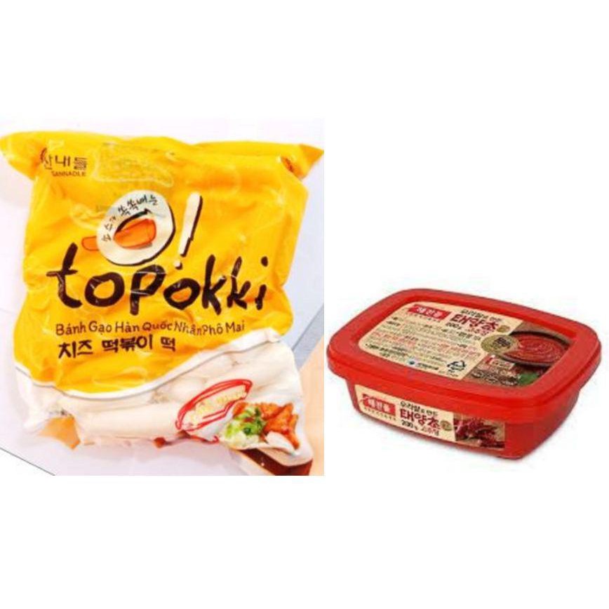 COMBO 1KG TOPOKKI PHÔ MAI KÈM HỘP 200g TƯƠNG ỚT GOCHUJANG,450G CHẢ CÁ