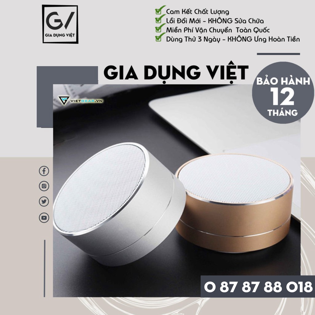 [Bảo Hành 12 Tháng] Loa bluetooth mini vỏ nhôm có đèn led theo nhạc