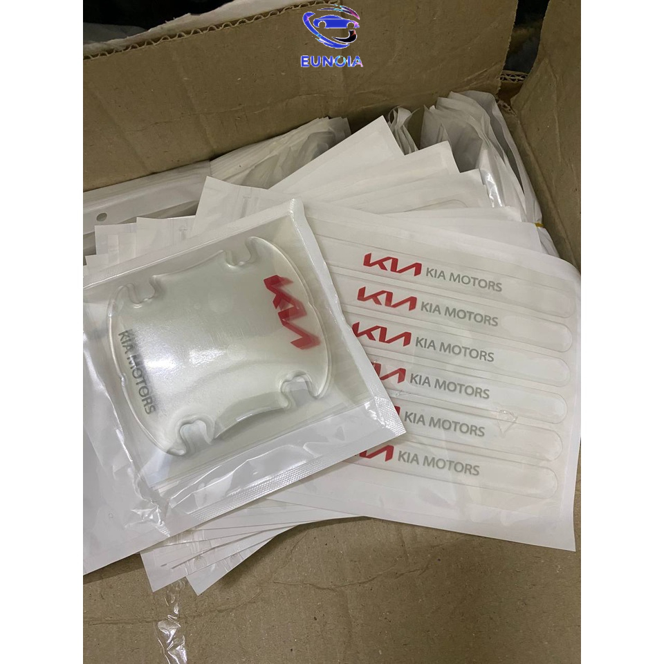 [LOGO KIA MỚI] Bộ 10 Chi Tiết Miếng Dán Silicon Chống Xước Hõm Cửa, Tay Nắm Cửa , Gương Ô Tô Xe Hơi Có Logo Hãng Xe Kia