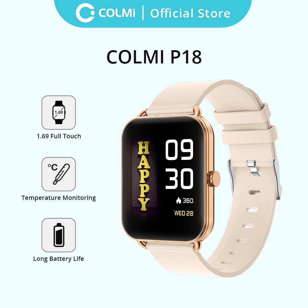 Đồng hồ thông minh Colmi P18 màn hình cảm ứng 16 inch theo dõi nhịp tim kết nối Bluetooth cho iOS Xiaomi Android