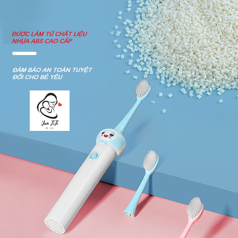 Bàn Chải Đánh Răng Điện Cho Bé Hình Mặt  Cười  Dễ Thương(Tặng Kèm 4 Đầu Bàn Chải)