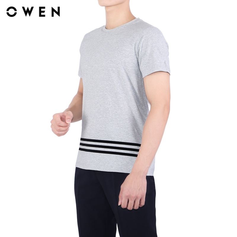 Áo Tshirt ngắn tay Nam Owen Cotton Slim Fit màu Xám - TSN22010