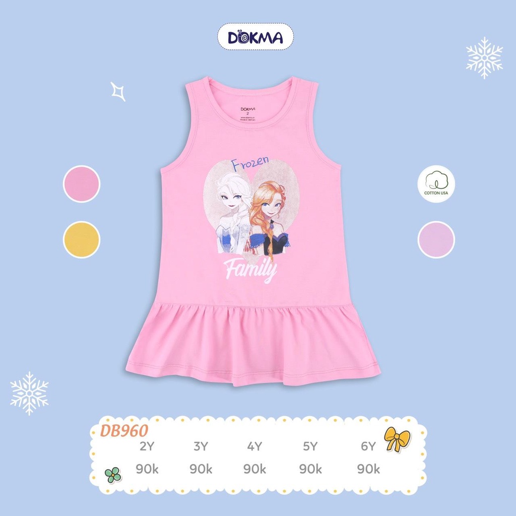 Váy xòe đuôi cá bé gái họa tiết công chúa Elsa - Frozen DB960 hiệu Dokma size 2 - 6 tuổi Tiệm Nhà Sóc