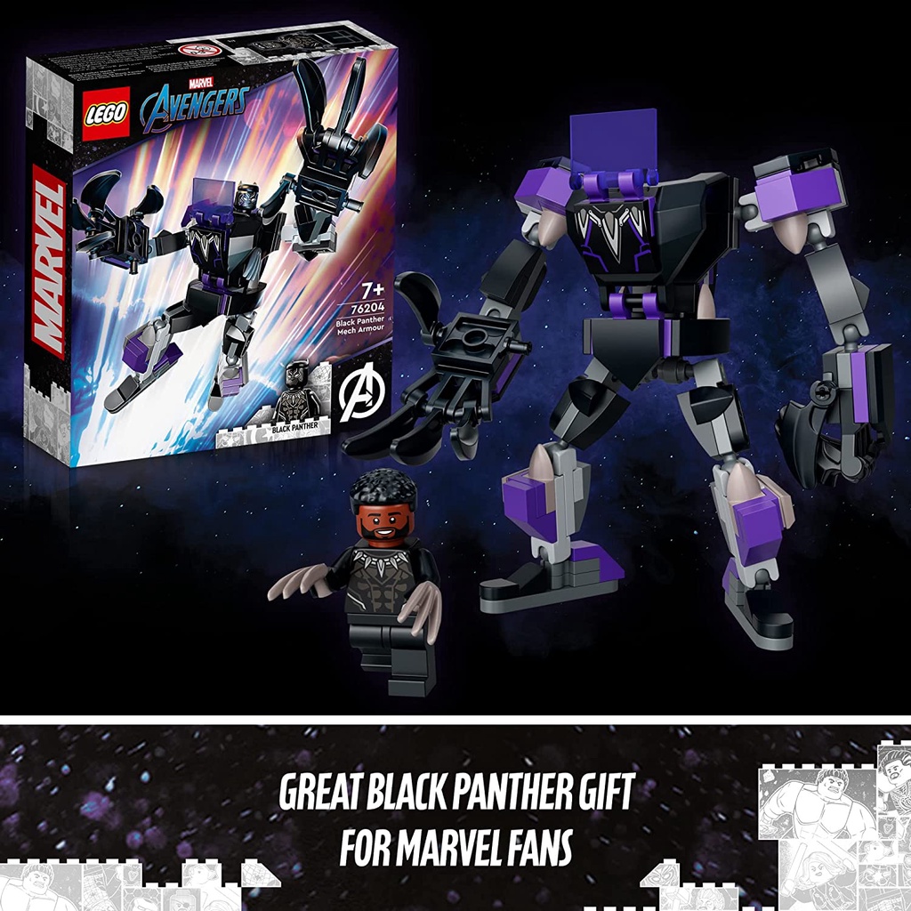 Lego Super Heroes 76204 - Black Panther Mech Armor - Bộ xếp hình Lego Người máy Black Panther