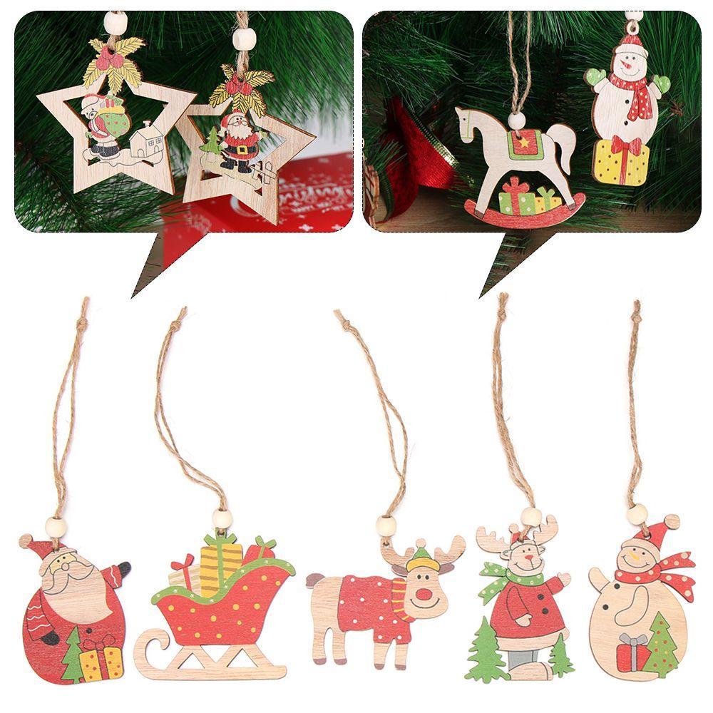 Set 4 / 5 Phụ Kiện Treo Trang Trí Giáng Sinh Năm Mới Bằng Gỗ