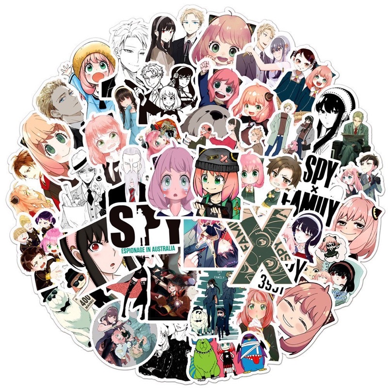 stiker spy x family 30-60 cái decal dán ép lụa khác nhau/ Hình dán anime spy x family