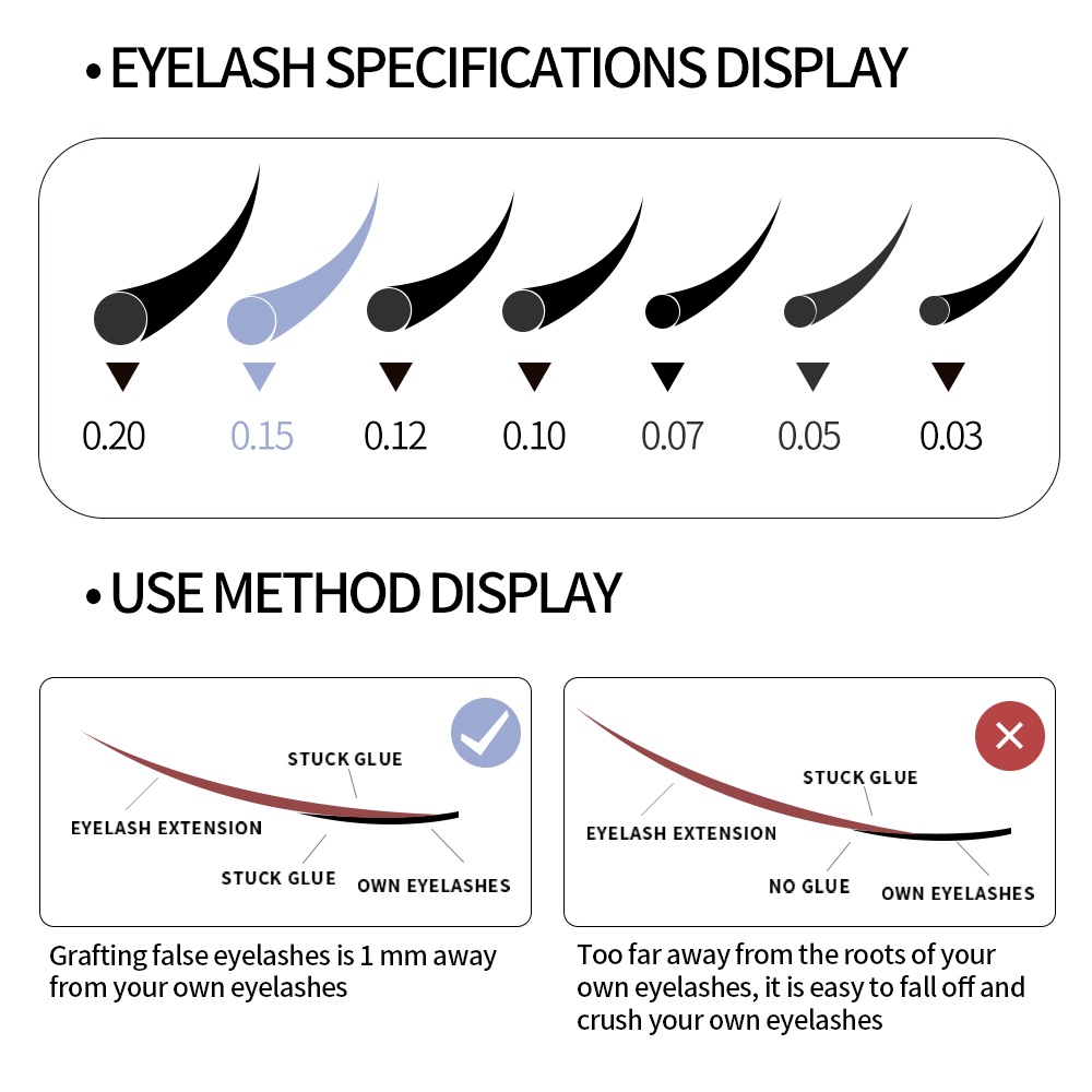 [Hàng mới về] Bộ lông mi giả dài 0.15 10mm bằng sợi tổng hợp tiện lợi