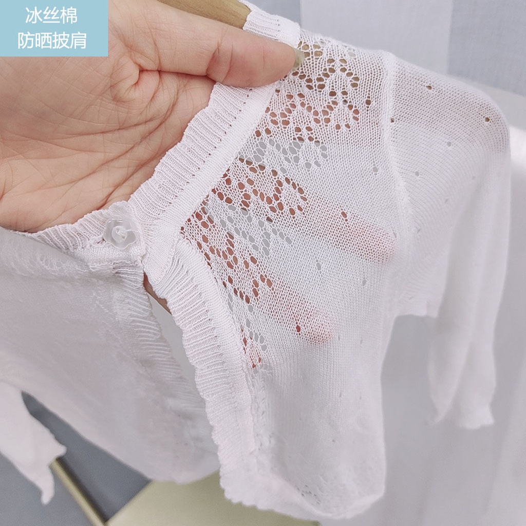 Áo Khoác Dệt Kim Vải Cotton Lụa Lạnh Thoáng Khí Chống Nắng Dành Cho Bé Gái