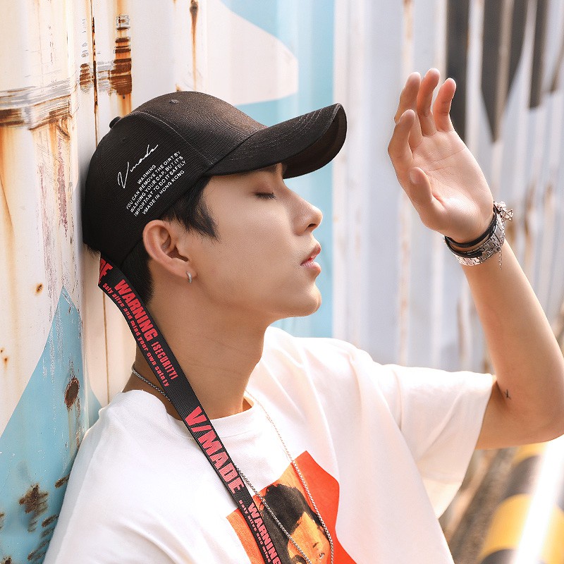 Mũ Lưỡi Trai Phối Dây Ruy Băng Dài In Chữ Phong Cách Hip Hop Thời Trang Cho Nam Và Nữ