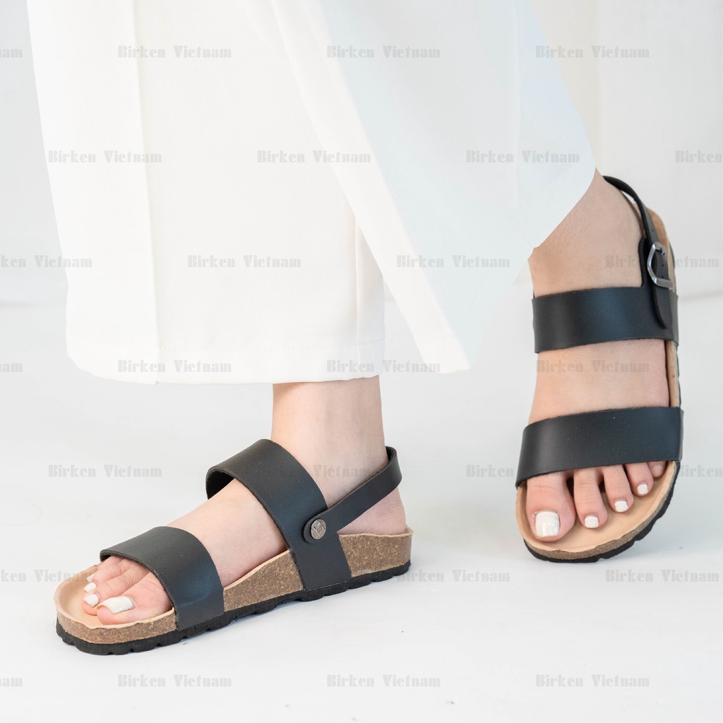 MÃ PU15 Sandal DA PU Đế Trấu Quai Ngang Unisex Birken Vietnam Bioline