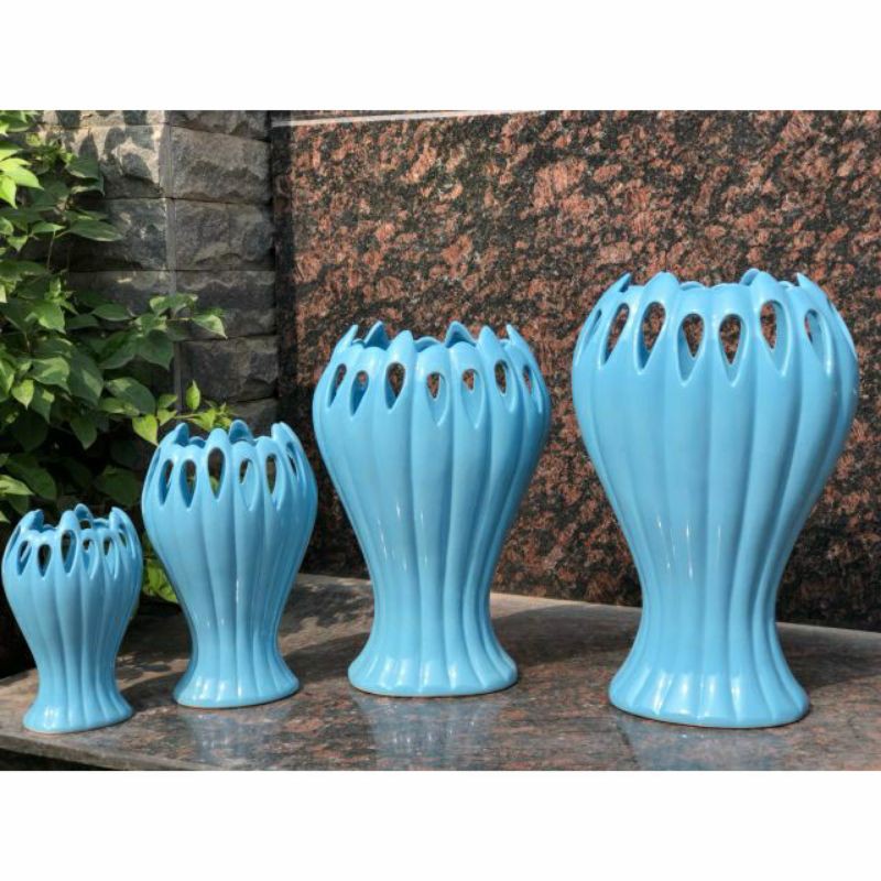 Lọ hoa bàn tay phật Bát Tràng men hỏa biến.