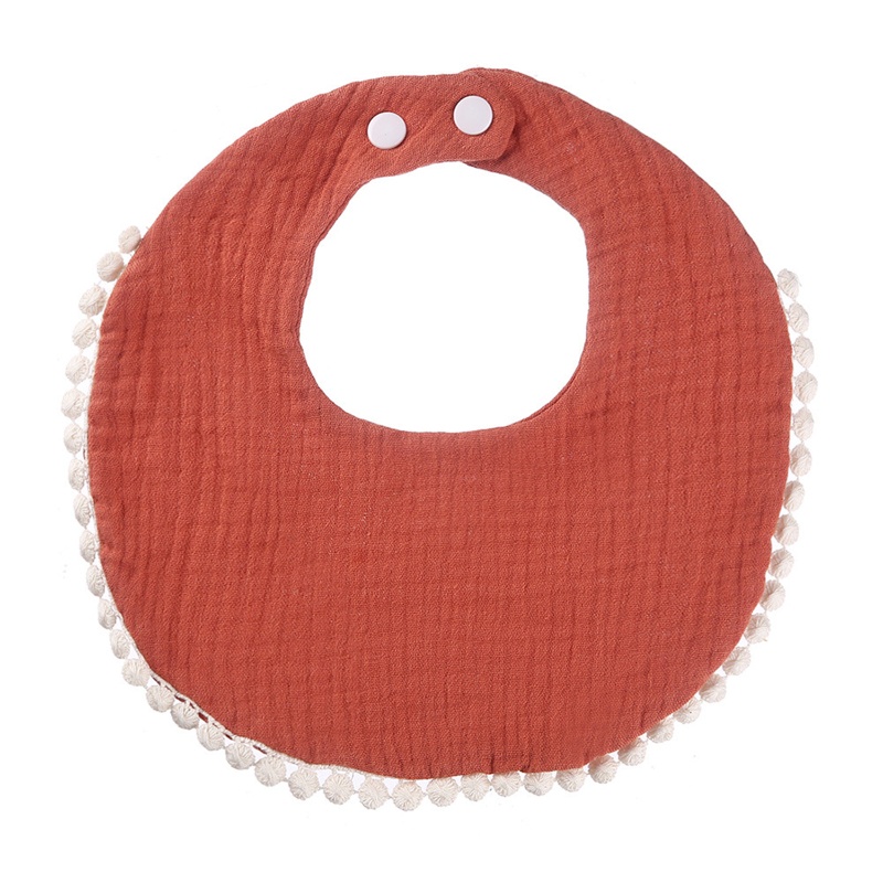 Yếm Ăn Cotton Nhăn In Họa Tiết Xinh Xắn Có Khóa Bấm Dành Cho Bé Gái