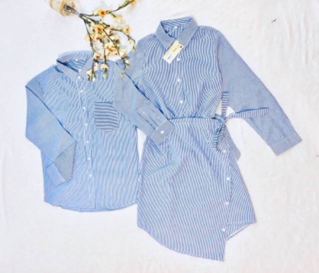 Set sơ mi nam + váy nữ