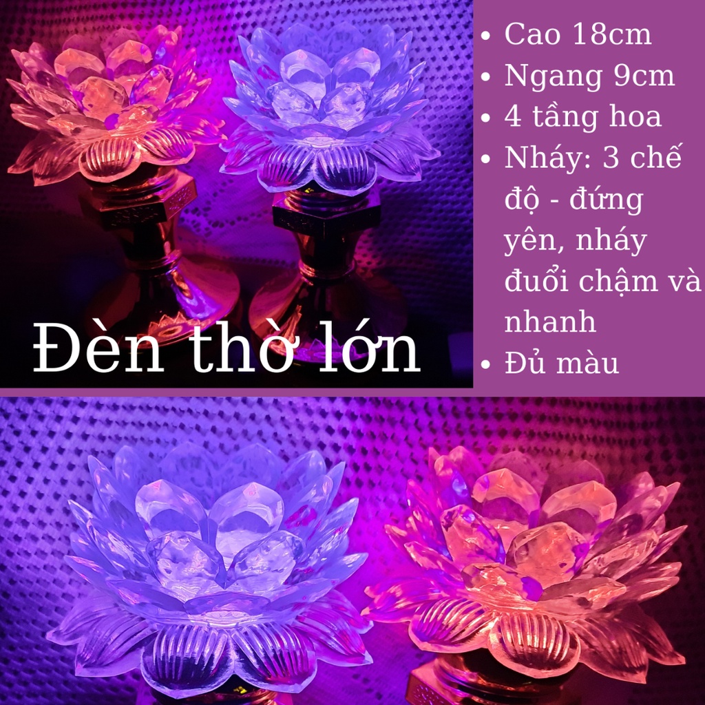 Cặp đèn thờ sen đủ màu...