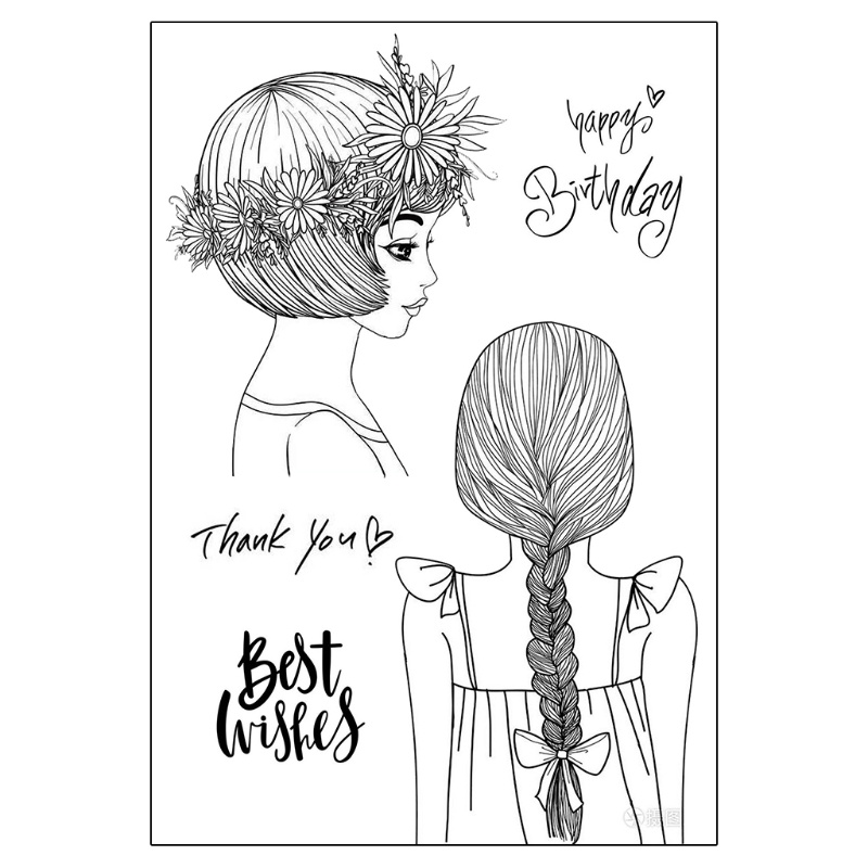 Bộ Con Dấu Silicone Trong Suốt Hình Cô Gái Trang Trí Album Ảnh