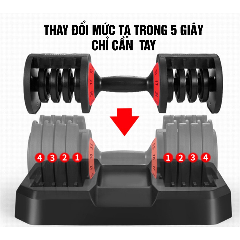 TẠ TAY CAO CẤP JOBUR snd 552 -Tạ đơn điều chỉnh khóa số từ 2-25kg