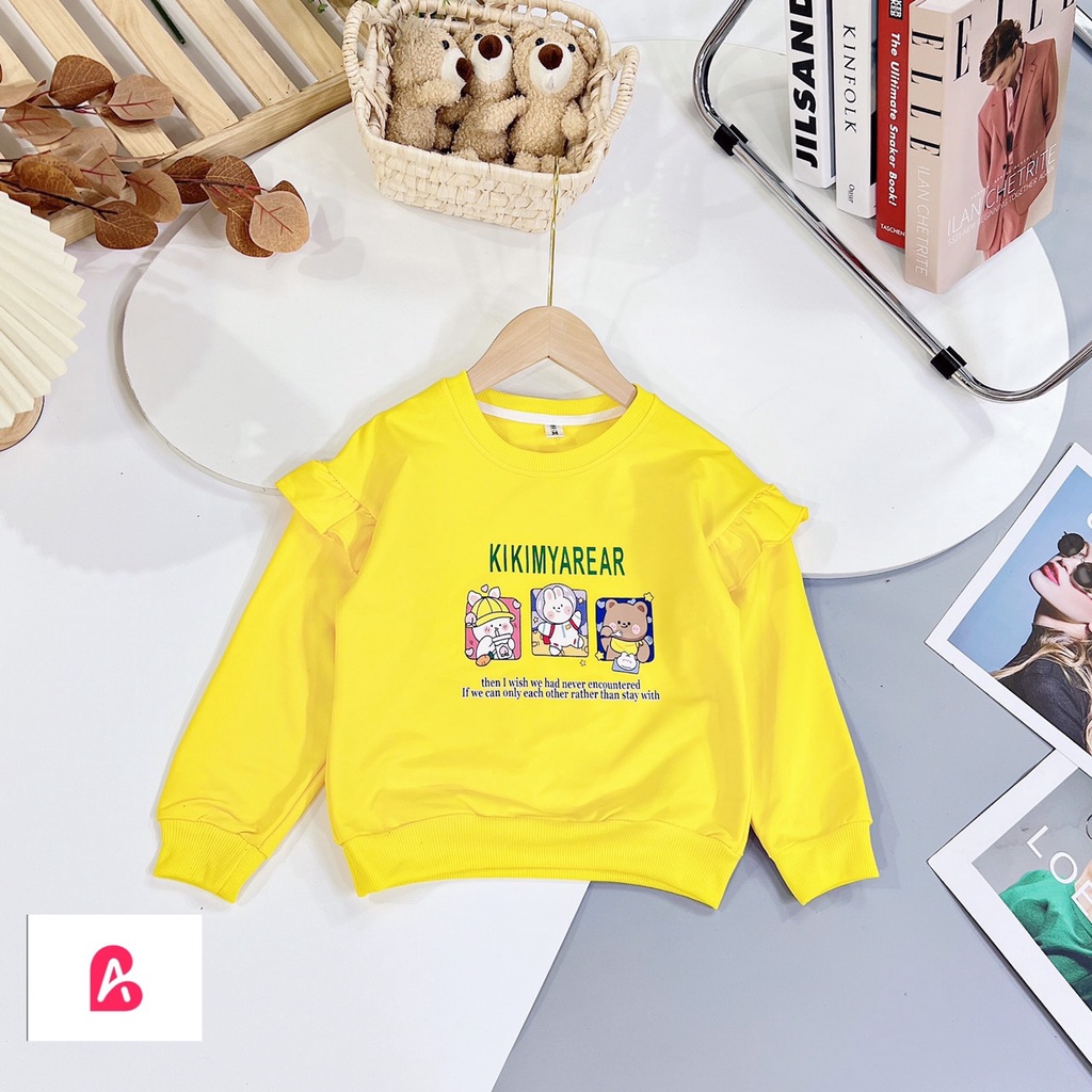 Áo cotton dài tay giữ nhiệt thu đông bé gái đi học đi chơi