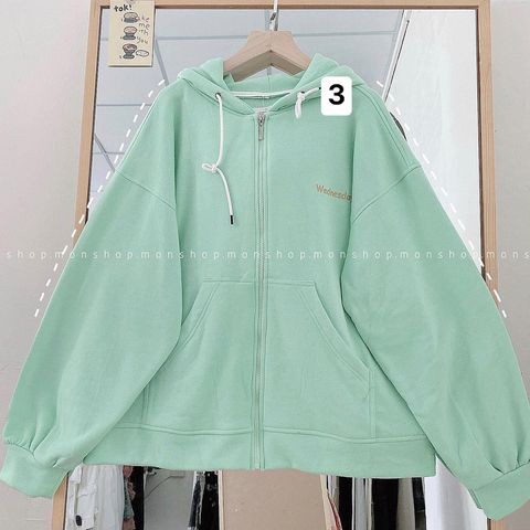 Áo khoác Hoodie zip Wednesday thời trang