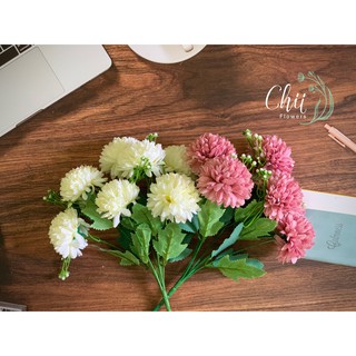 Hoa giả hoa lụa - Cụm cúc cầu nhập khẩu cao cấp trang trí nội thất đẹp Hà Nội Chiiflower CH37