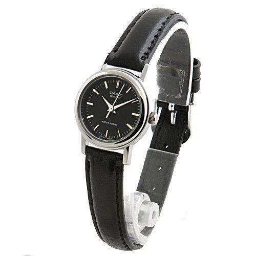 Đồng hồ Casio nữ dây da thể thao, mặt đen viền bạc sang trọng, quý phái, chống nước WR30M (LTP-1095E-1ADF)