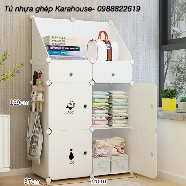 TỦ NHỰA GHÉP 4 Ô + 2 Ô GIÀY+ 2 KỆ GÓC ĐỂ ĐỒ. TẶNG KÈM 1 MÓC CÀI SƯỜN ĐA NĂNG.