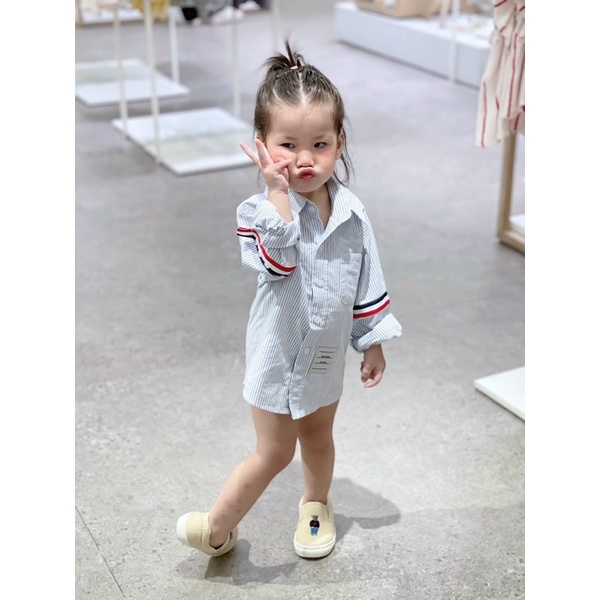 Áo somi Thom browne cho bé , áo dài tay nam nữ unisex , Kid_genZ