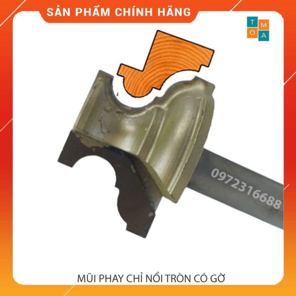 MŨI SOI GỖ - MŨI PHAY GỖ ĐÁNH CHỈ NỔI TRÒN CÓ GỜ 18MM CỐT 12.7MM - HÀNG VIỆT NAM CHẤT LƯỢNG CAO