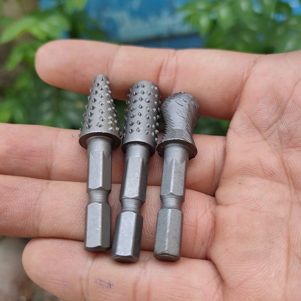 Bộ Mũi Mài Điêu Khắc Gỗ Lũa Chuôi Lục Giác 6.35mm Dùng Cho Máy Bắn Vít, Máy Vặn Vít Máy Khoan