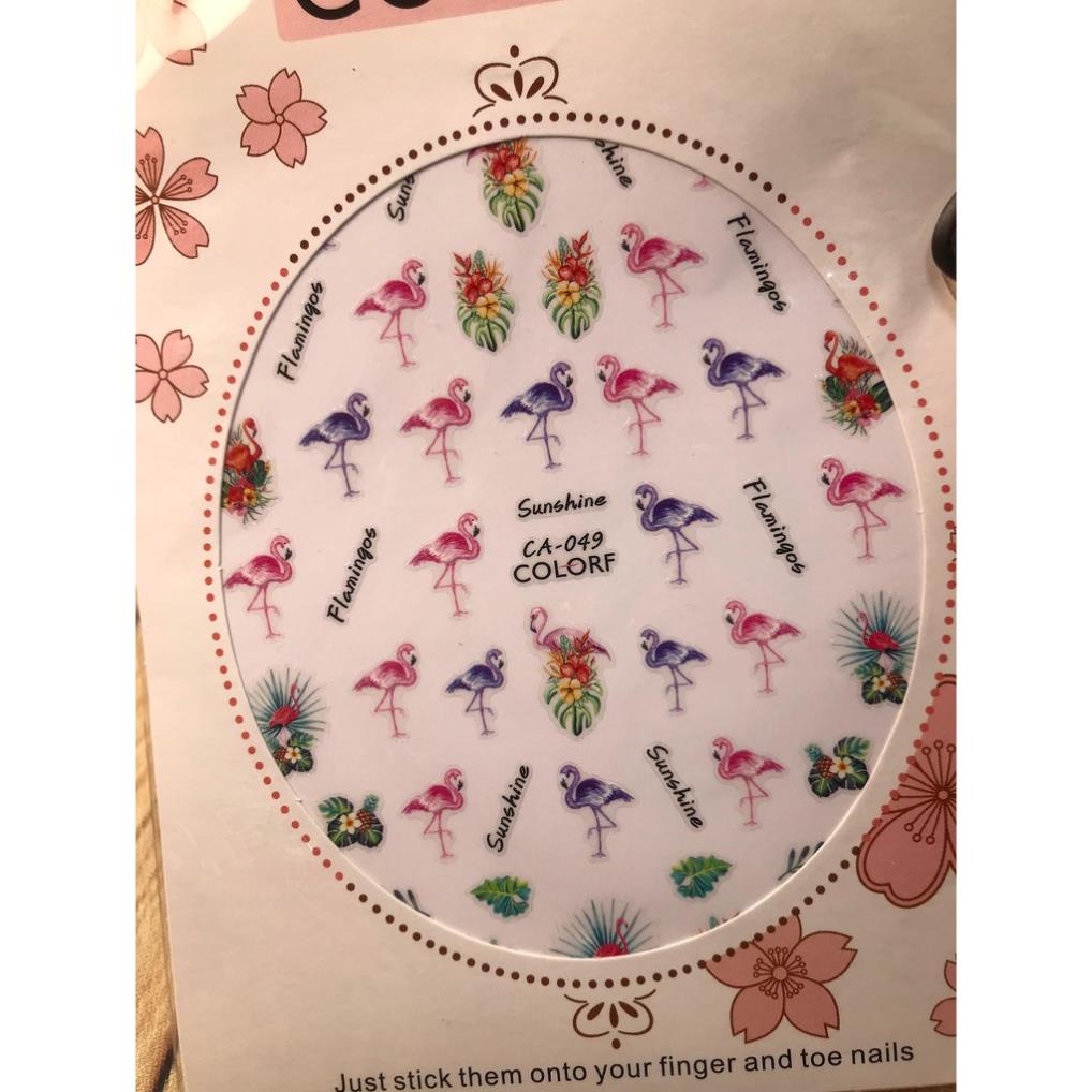 Hình dán móng Hạc tím hồng CA049