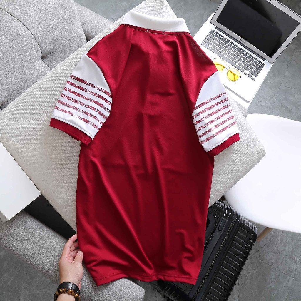 Áo polo nam PACKHORSE phối sọc ngang - Chất liệu poly cao cấp form regular fit, thoải mái cho mùa hè THE BASIC STORE