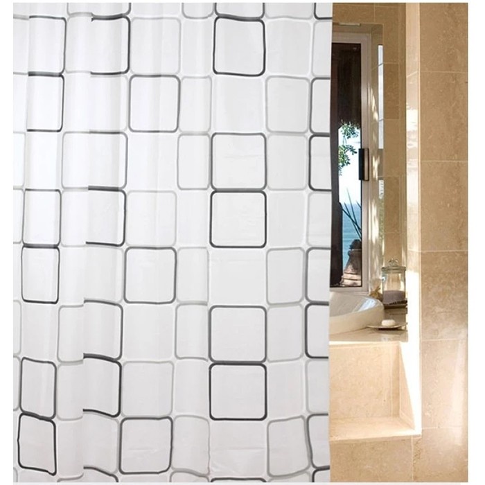 Rèm Cửa Che Phòng Nhà Tắm Peva Cao Cấp - Decor 9 Móc Loại 1.8 X 1.8M - Màn Treo Họa Tiết Đa Dạng Cá Tính - Chống Nước