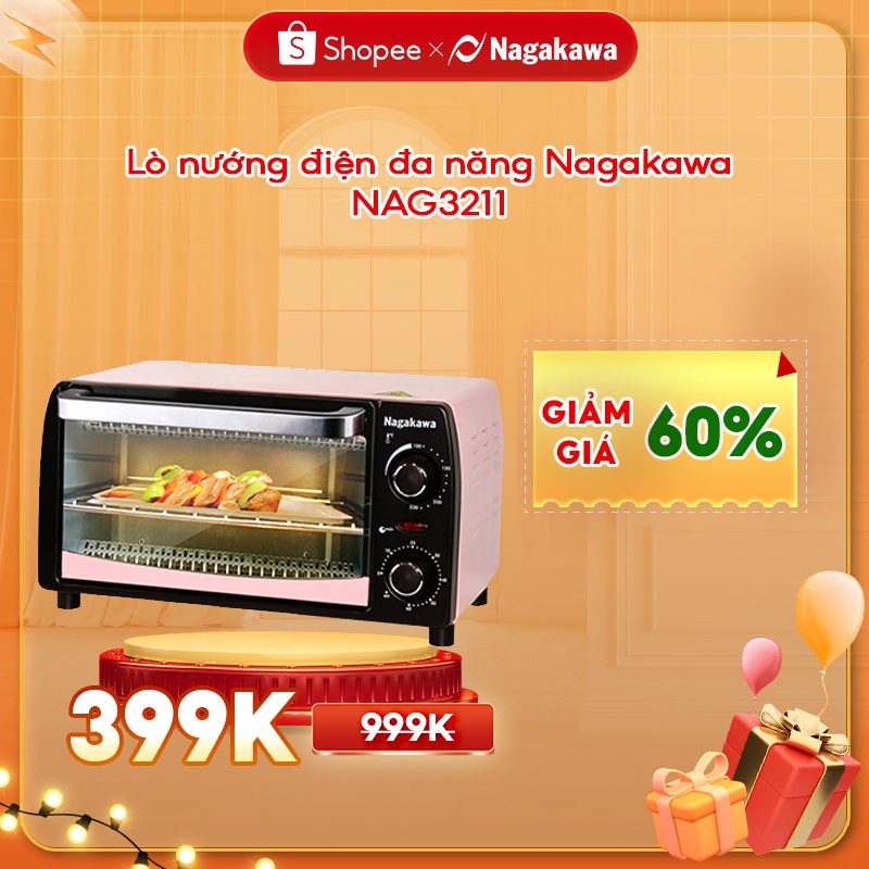 Lò nướng điện đa năng Nagakawa NAG3211 - Công nghệ Halogen - Nhiệt đối xứng