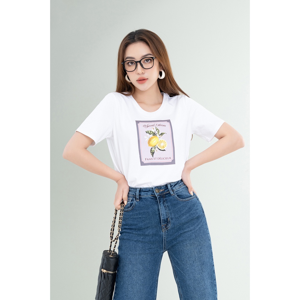 Áo phông in hình quả chanh chất liệu Cotton Compact form vừa LOZA - PT502059