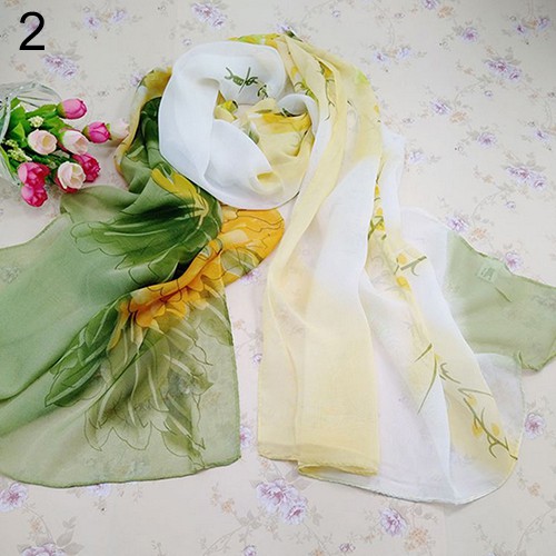 Khăn Quàng Cổ Chiffon In Hoa Thời Trang Nữ