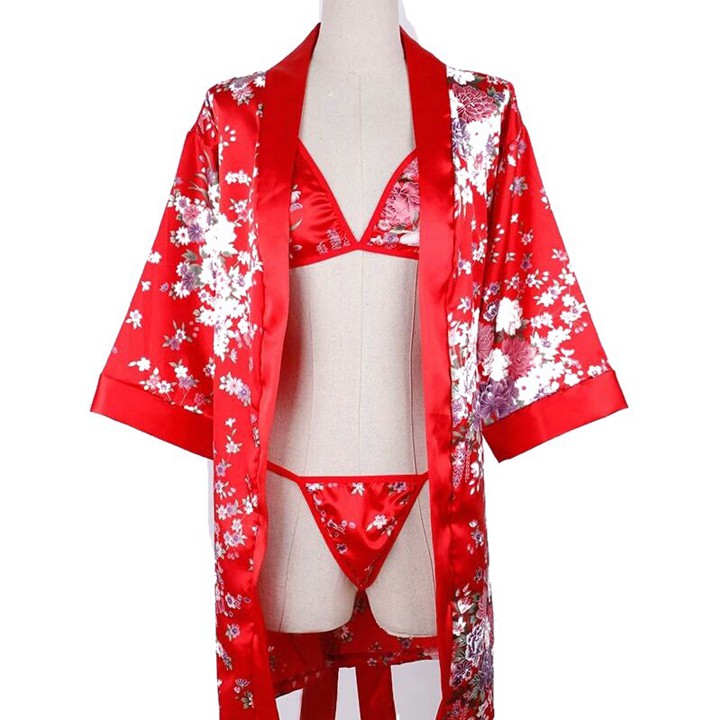Áo choàng kimono hoa anh đào sexy đồ ngủ cosplay phong cách Nhật Bản quyến rũ