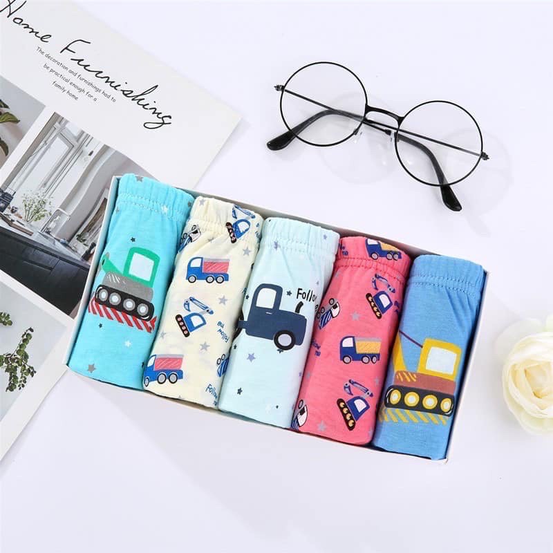 Set 5 Quần Lót Trẻ Em - Mẫu Xe Công Trường