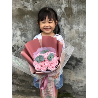 Bó hoa hồng sáp hồng nhạt