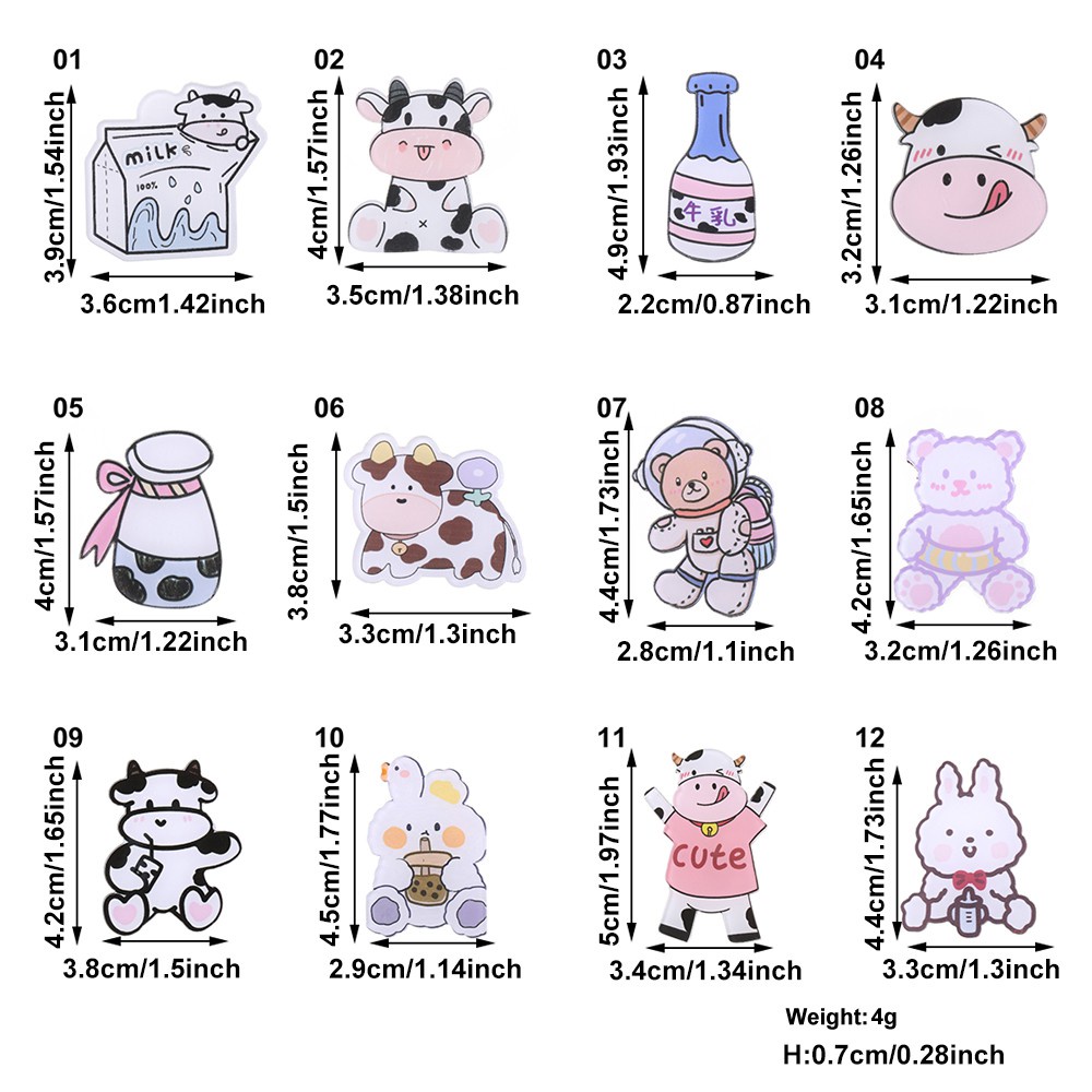 Huy Hiệu Cài Áo Hình Bò Sữa Hoạt Hình Sáng Tạo