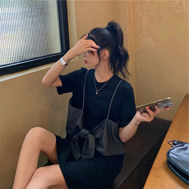 Đầm Thun Giả Hai Lớp Dáng Rộng Thời Trang Mùa Hè