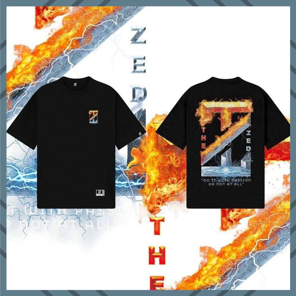 ÁO THUN TSHIRT NAM NỮ 1 CỠ FORM DÁNG RỘNG DƯỚI 65KG MẶC VỪA (LỬA BĂNG ZED) | BigBuy360 - bigbuy360.vn