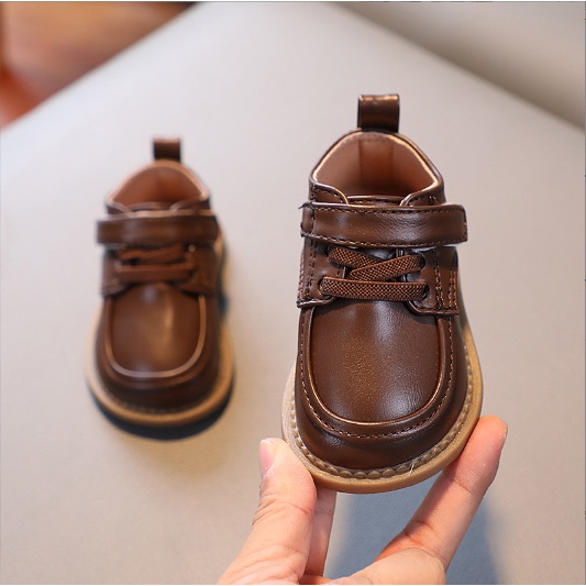 Size 21-26 Giày Tây Oxford Mũi Tròn Bo Viền Quai Dán Style Công Tử Cho Bé Trai Từ 1-4 Tuổi K170